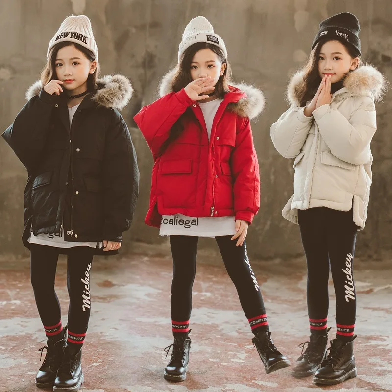 Girls Down Coats Girl Winter Clothes 2018 New Fashion Long Sleeve Fur Collar Cotton Padded Warm Thicken Children Parkas 8 10 12 Girls Down Coats Girl Winter Clothes 2018 New Fashion Long Sleeve Fur Collar Cotton Padded Warm Thicken Children Parkas 8 10 12