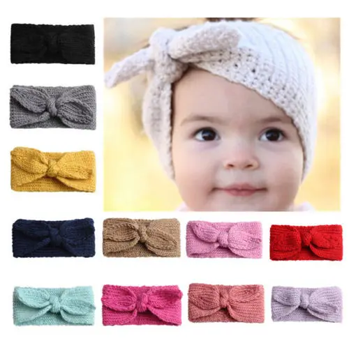 

Hot Cute Baby Toddler Girl Kids Knit Crochet Solid Fashion Knot Turban Headband Hair Band Headwrap