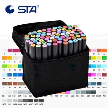 

STA 128 Color Art Marker 1mm/6mm Alcoholic oily based ink Marker Set For Manga Dual Headed Art Sketch Marker For Manga