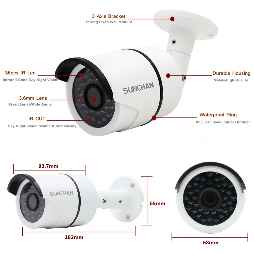 Sunchan 4ch 1080 P AHD-H DVR 4 шт. HD 2.0MP 1080 P открытый камеры безопасности DVR комплекты система видеонаблюдения главная наблюдения 1 ТБ видеонаблюдение комплекты видеонаблюдение для дома