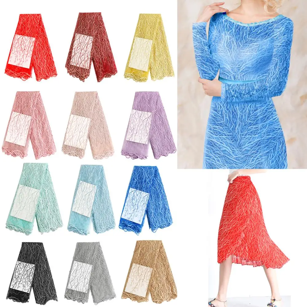 

African Fabric Lace Textile Fabric Telas Por Metro Embroidered Nigerian Laces French Tulle Lace Fabrics For Wedding Decorations