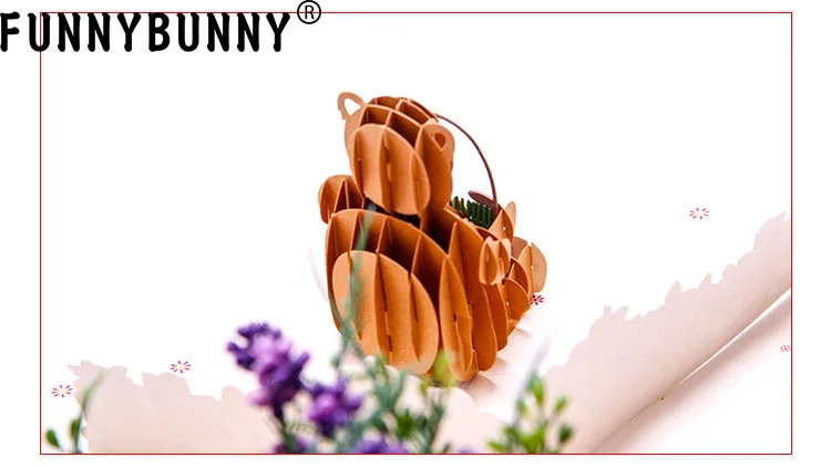 FUNNYBUNNY 3D лазерная резка всплывающая бумага ручной работы на день рождения праздничное благословление поздравительная открытка