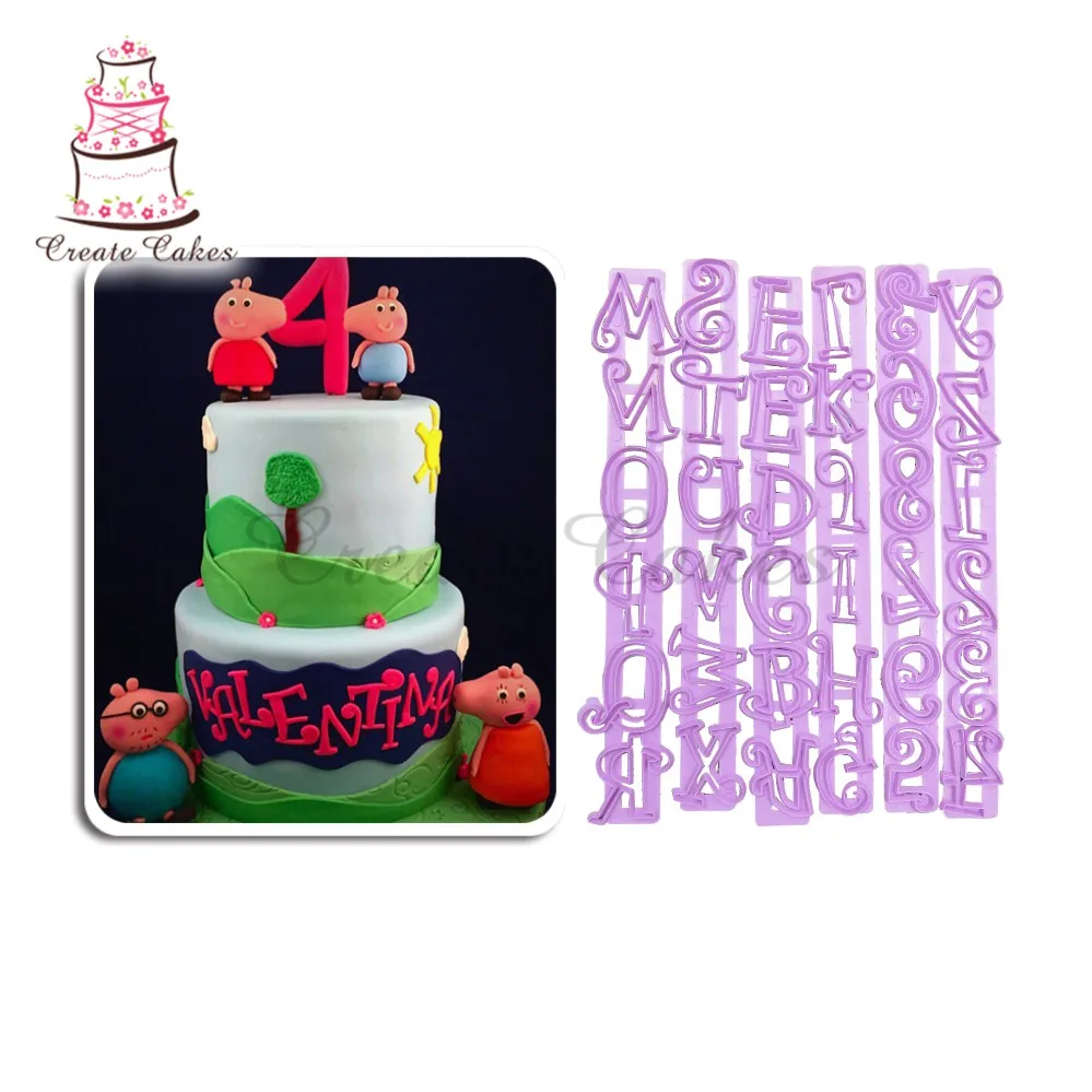 

6SET TAPPITS FUNKY UPPER Cake Cutter letters Embossing Plastic Number Fondant Cake Stencils Decoration LC-016