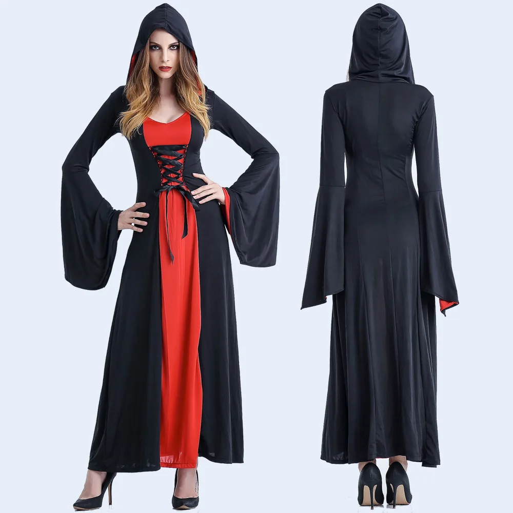 Костюм ведьмы на Хэллоуин средневековое платье для женщин взрослого размера плюс сексуальный страшный Wicca косплей готический, колдун костюмы на Хэллоуин для женщин