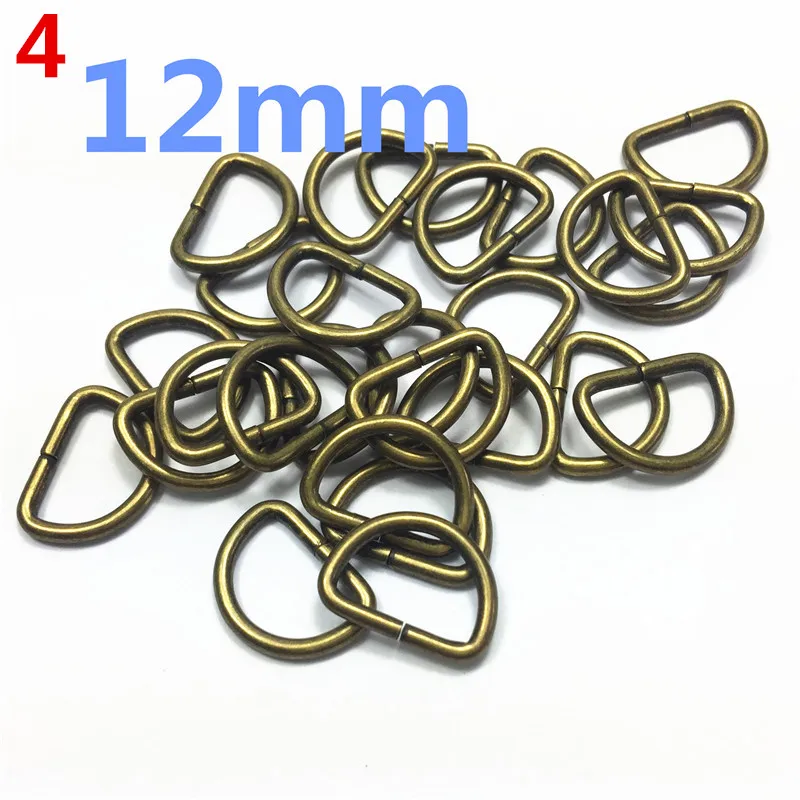 4  12mm antique bronze  Metal D-shaped buckle. metal D buckle. D ring. Semicircle button. Bags mountaineering backpack accessories.