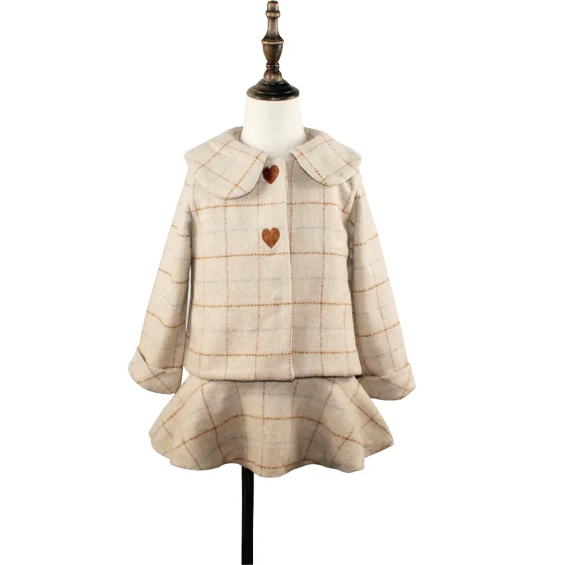 Г., детский Модный осенне-зимний комплект пальто для девочек, новая осенняя модная твидовая куртка принцессы с платьем ST19053