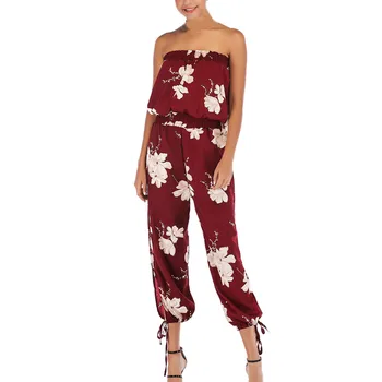

2019 Fashion Women Off The Shoulder Printed Playsuit Party Clubwear Jumpsuit high quality dropshiping W703
