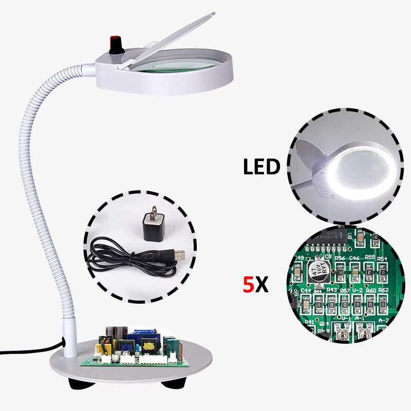 Светодиодные очки лупа для наращивания ресниц зубные ювелирные изделия лупы с 40 светодиодный s Стенд 5X лампа с увеличительным стеклом