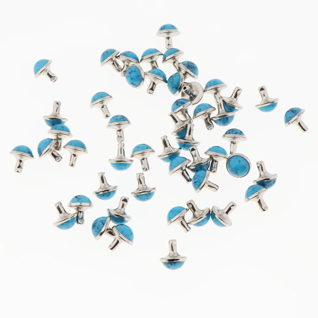 50 Sets Round Turquoise Rapid Rivets Stud for DIY Leather Craft Decoration