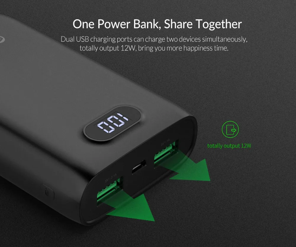 ORICO 10000mAh power Bank с светодиодный дисплей экран Внешний аккумулятор зарядное устройство, портативное зарядное устройство Dual USB power bank для iphone Xiaomi