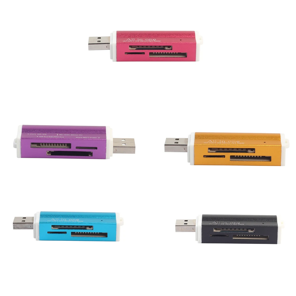 

Lighter Shape USB 2.0 All in 1 Multi Memory Card Reader Adapter For Micro SD SDHC TF M2 MMC MS PRO DUO Card Reader