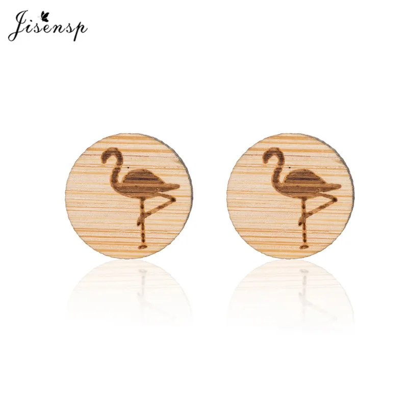 Wooden Animal Flamingo Earrings