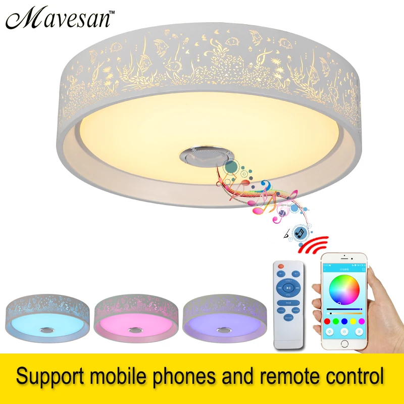 

2019 Bedroom Muisc ceiling lamp Bluetooth and remote Control LED Smart ceiling lamp metal & Acrylic lampshade for sitting room