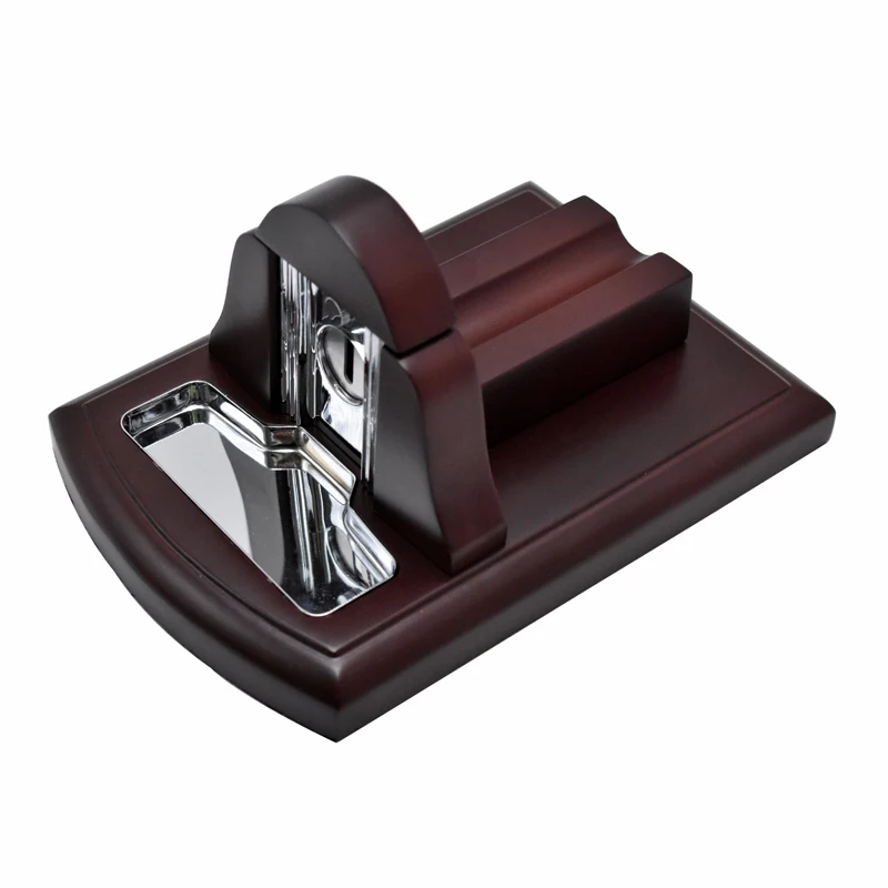 PINE WOOD SOLID WOOD Table Cigar Cutter silver metal Sharp Blades Cigar