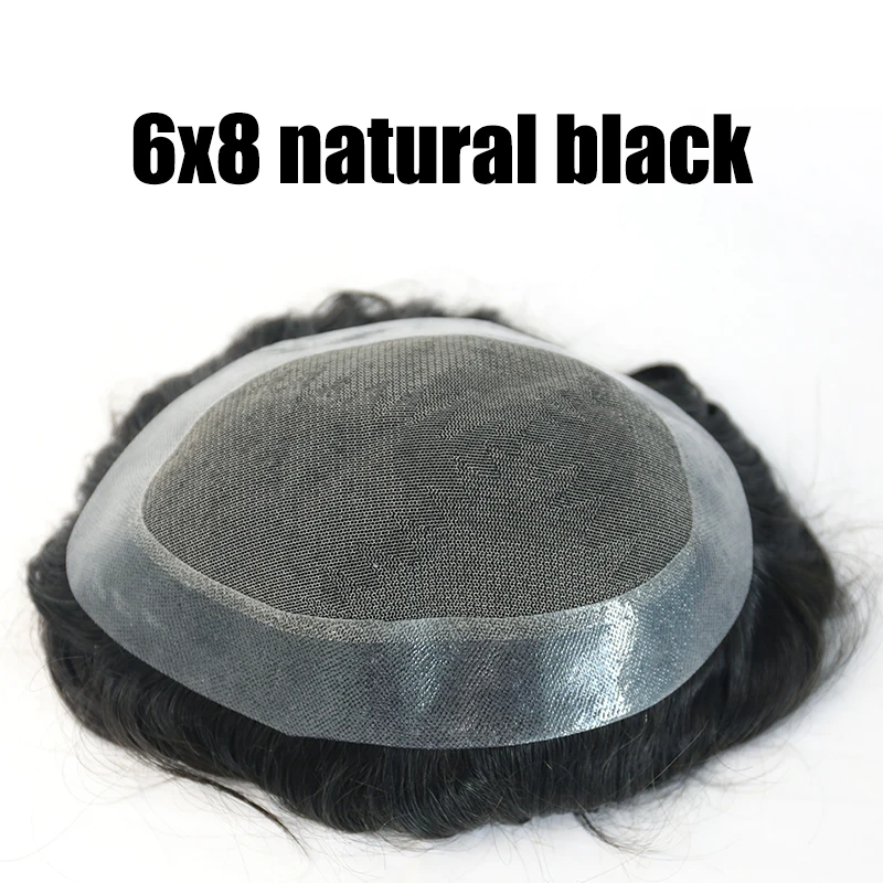 Centro com Perímetro Masculino Toupee Fino Mono Poli Cabelo pu Peruca Repacement Prótese Dolago 8x10 8x6 9 Cheap Topetes