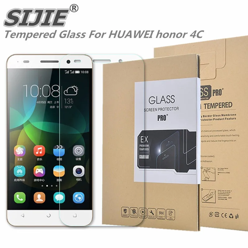 

SIJIE Tempered Glass For HUAWEI honor 4C 2.26mm Screen Protector front stronger 9H thin discount Retail Package Hard BOX save