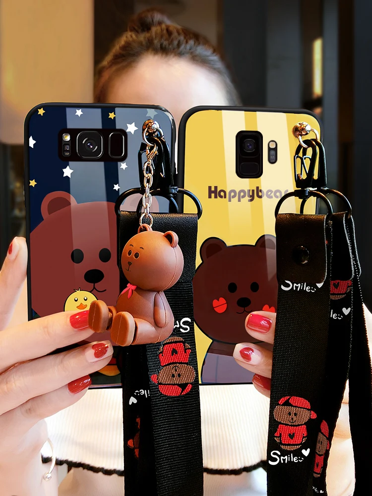 Синий свет чехол для samsung S9 S7cute медведя назад Обложка Galaxy S8 Plus подарки пары S6 края +