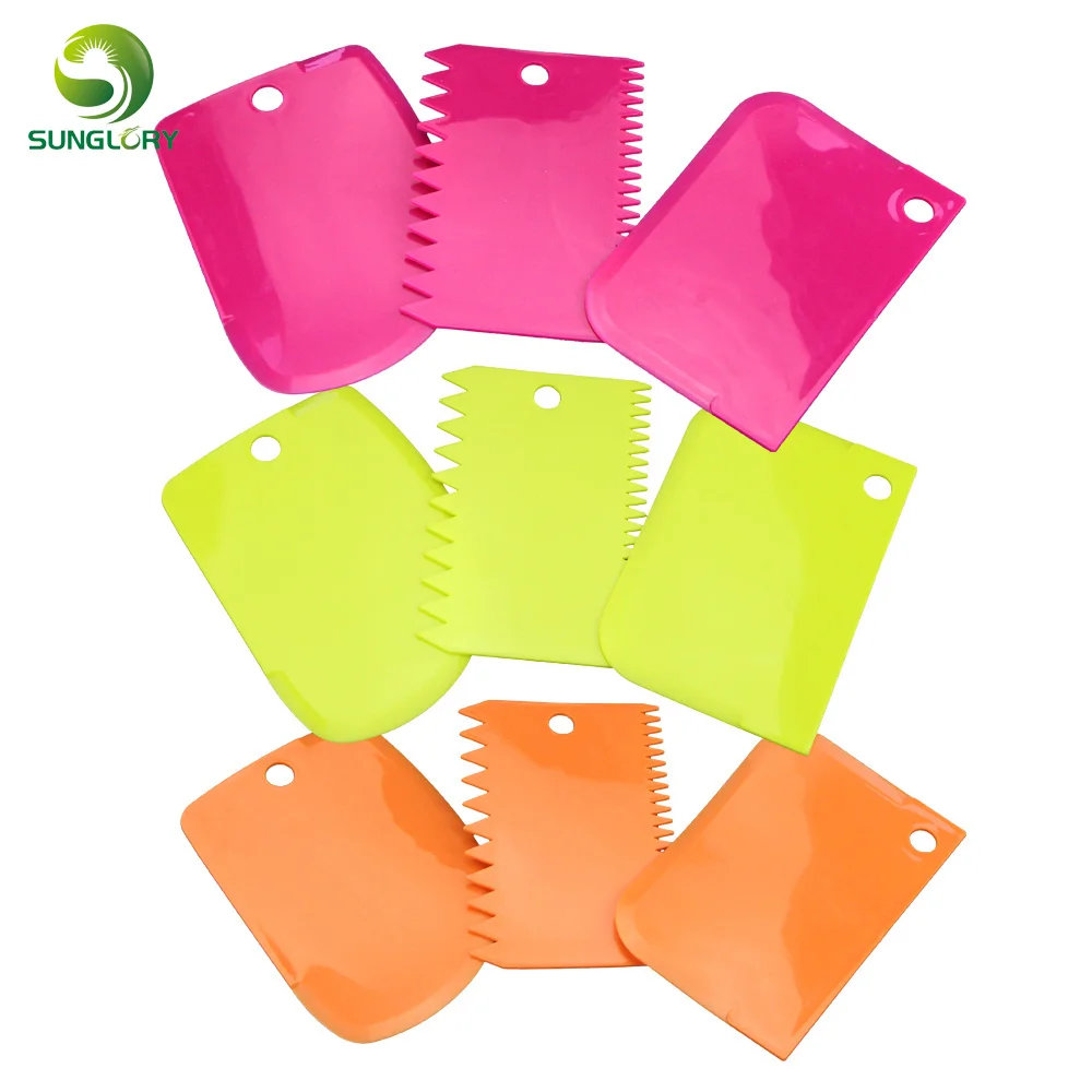  3PCS/SET Plastic Spatulas Pastry Icing Comb Set Cake Scraper Smoother Polisher Baking Tools For Cak