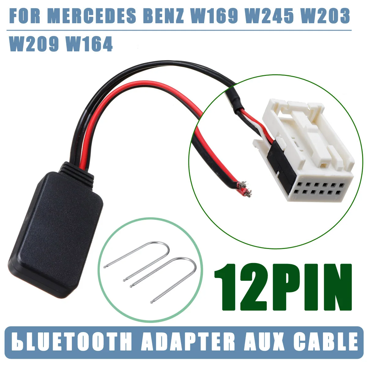 

1x Install Tool+12Pin bluetooth Adapter Aux Cable For Mercedes for Benz W169 W245 W203 Car Electronics Accessories
