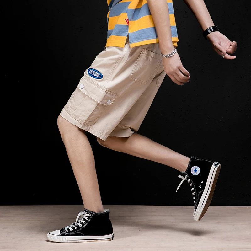 

MRDONOO 2019 Summer New Cotton Men's Shorts Cargo Shorts with Pockets Workwear Casual Shorts Hip Hop Streetwear 301C-DK287