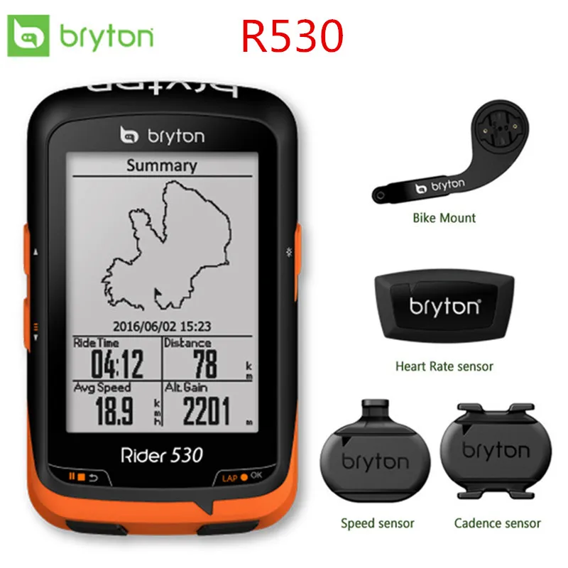 Bryton Rider 530 GPS Bicycle Bike Cycling Computer & Extension Mount