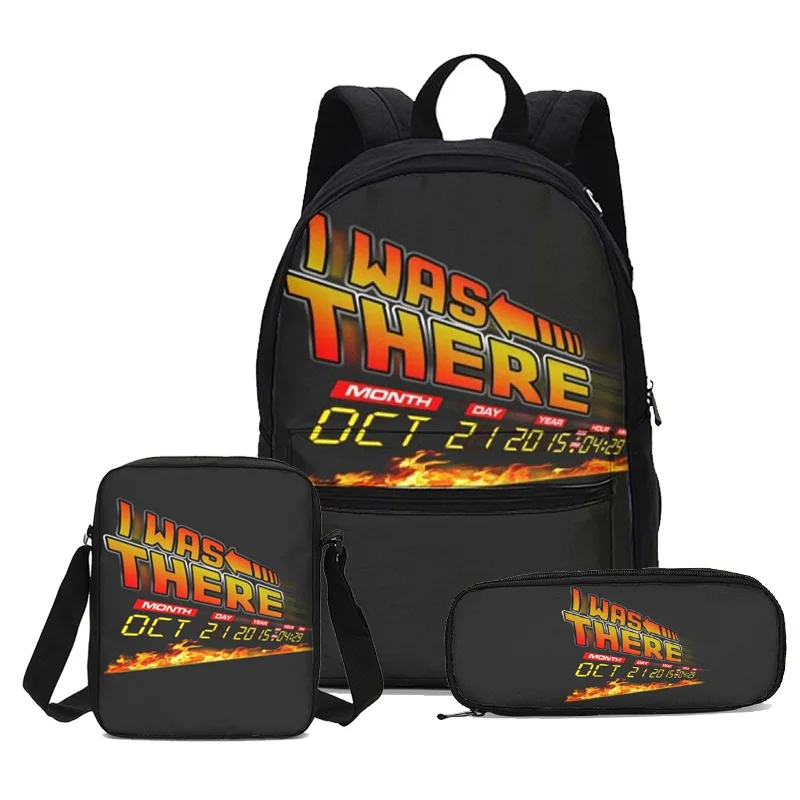 

Back To The Future Letter 3D Printing Canvas Backpacks Pencil Bag 3Pcs/Set Portfolio For Boy Girls School Bag Bookbag Mochila
