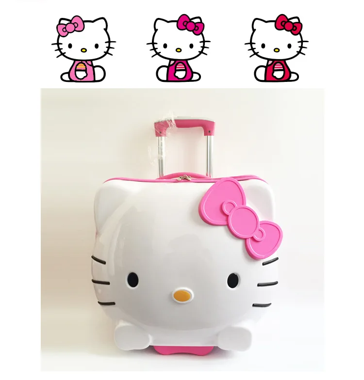 Стиль принцессы hello kitty, 19 дюймов, милый кот, детский багажный чехол на колесиках, 3d чехол для студенческого костюма, мультяшный дорожный прицеп для женщин и девочек