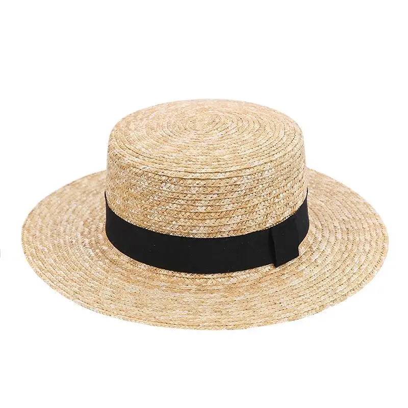 Женская шляпа от солнца летняя новая мода пшеничная шляпа, Панама для защиты от солнца пляжная шляпа бант из ленточки Морской стиль соломенная шляпа женская кепка 15 - Цвет: Beige