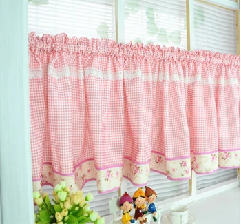 

The kitchen cabinets red half curtain cloth curtain partition lattice small finished short curtain