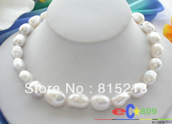 

ddh001212 HUGE 17" 20mm baroque white freshwater PEARL NECKLACE 925SILVER
