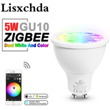 ZIGBEE RGB/CCT белый 5 Вт GU10 лампа RGBW/CW 2700-6500 K светодиодный прожектор AC100-240V zigbee zll работа с alexa puls светодиодный