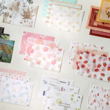 

3pcs/pack Girl fun geometry fruit Translucent Envelope Message Card Letter Stationary Storage Paper Gift