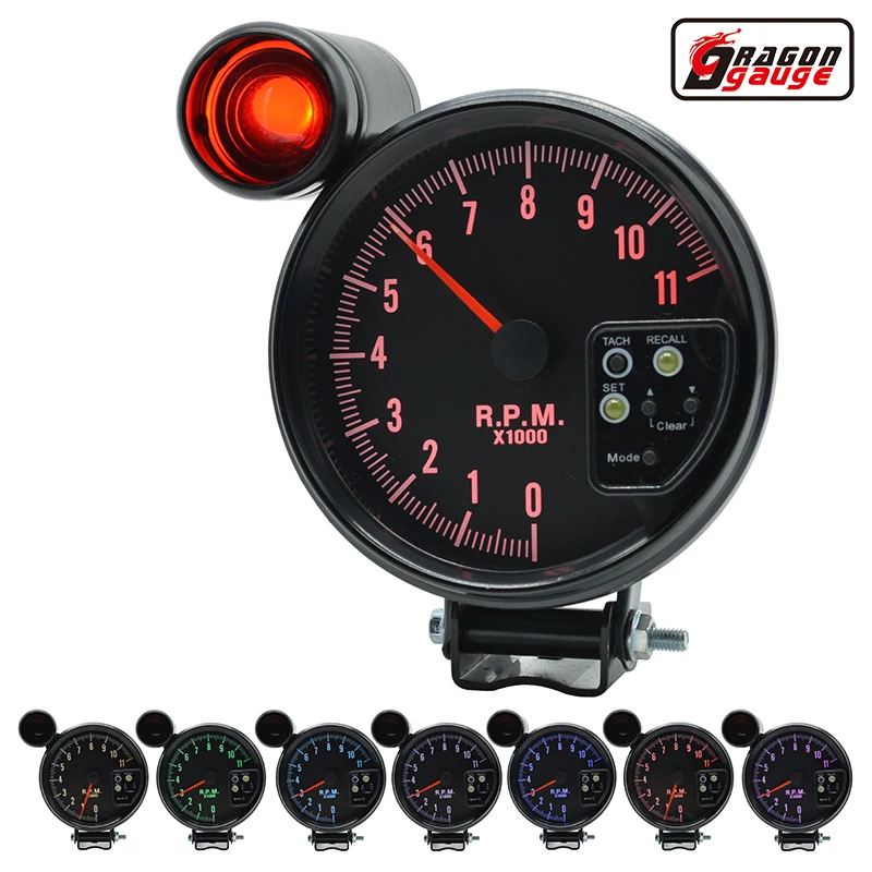 5 Inch 7 Colors Backlight Auto Racing Car Modification Tachometer Gauge