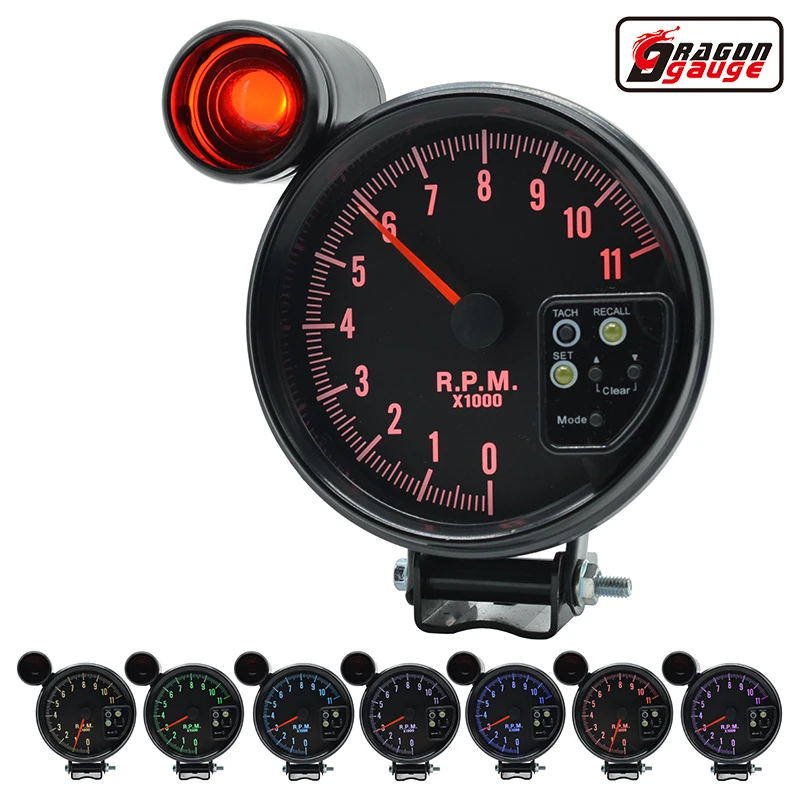 7 Color LED 5" inch Pointer Tachometer Gauge 011000 RPM Meter with