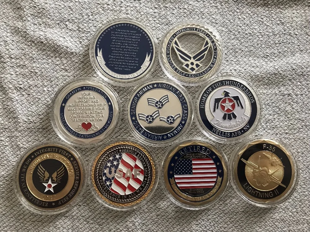 Смешанный 10 шт, США Наградная монета AIR FORCE