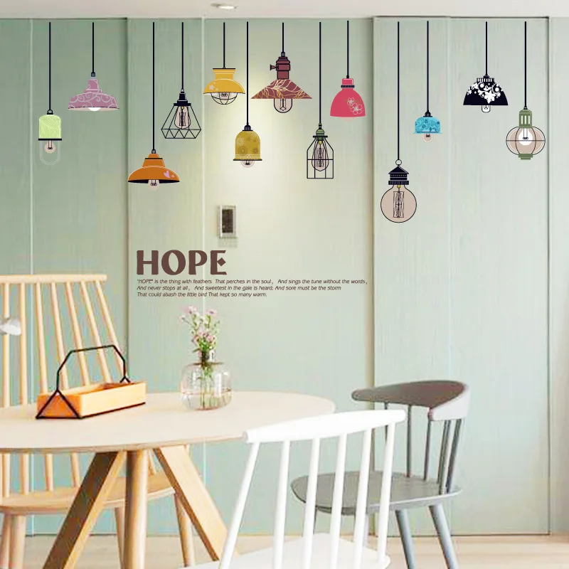 DIY Creative Colorful Chandelier Kitchen Decorative Wall Stickers Nordic style Living Room Home Decor Decals Poster Mural
