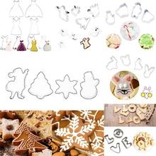 Рождественские формочки для печенья из нержавеющей стали, формы для выпечки, инструменты для украшения торта, формочки для печенья, топперы для печенья, кексов