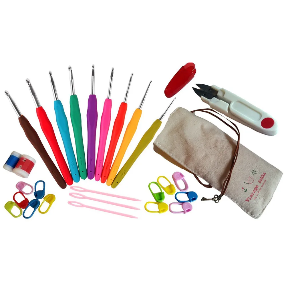 2017 New Arrival 1Set Knitting Tools Kit Colorful Soft Handle Aluminum