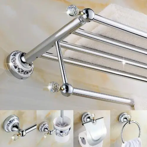 Billige Neue Ankunft messing Bad Hardware Set, Chrome wc pinsel halter, Papier Halter, Handtuch Bar, seife korb, Handtuch Rack bad set