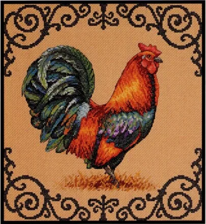

Beautiful Chic Counted Cross Stitch Kit Ornate Rooster Chicken dim 35240