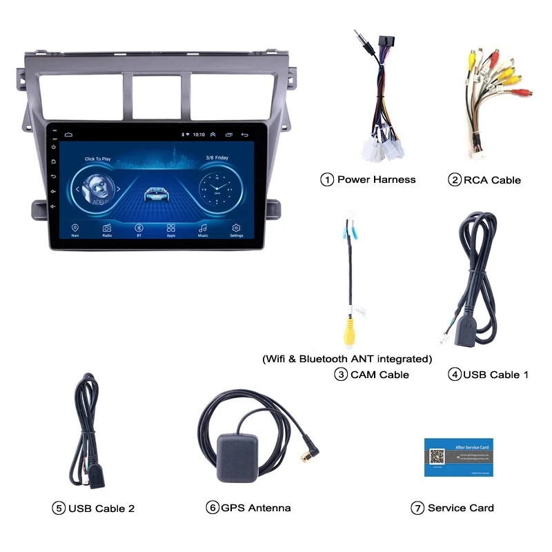Excellent Super Slim Touch Screen Android 8.1 radio GPS Navigation for Toyota Vios YARIS 2008 tablets Stereo Wifi Multimedia USB Bluetooth 1
