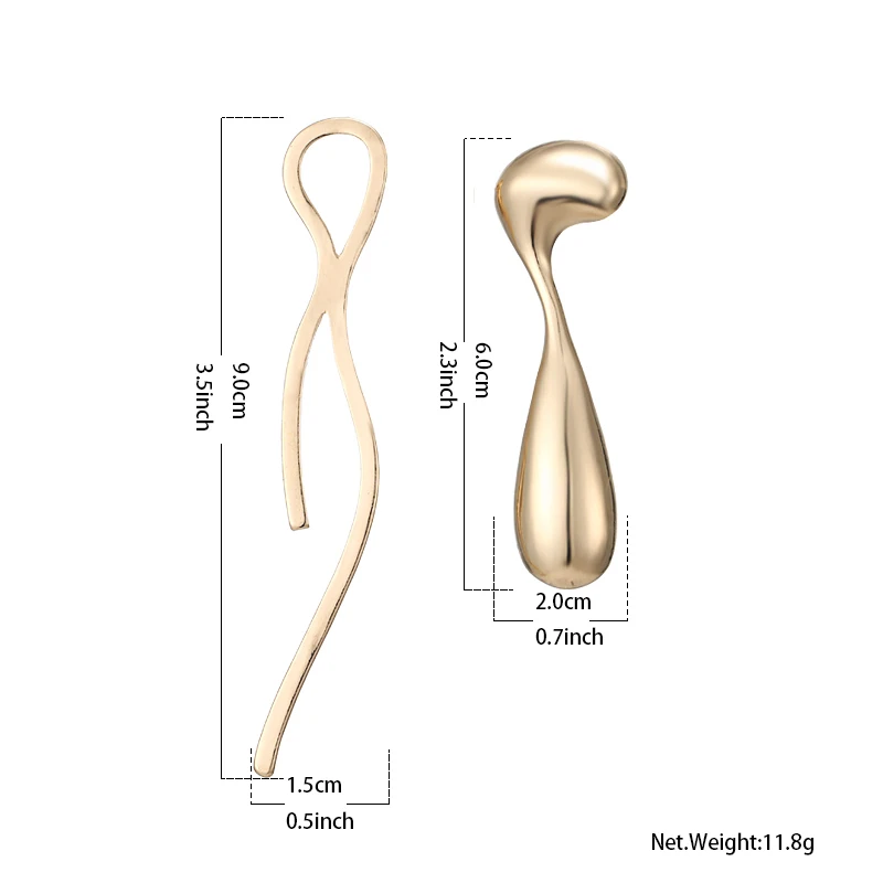 Yhpup, дизайн, цинковый сплав, металлические серьги-гвоздики, Асимметричные Длинные подвески, вечерние серьги, золотой галстук и капля воды, форма, бижутерия