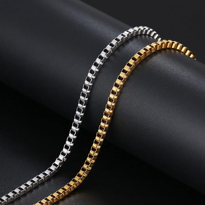 CACANA Stainless Steel Chain Bracelets For Man Women Gold Silver Color For Pendant 0.3cm Square Buckle Donot Fade Jewelry A1205