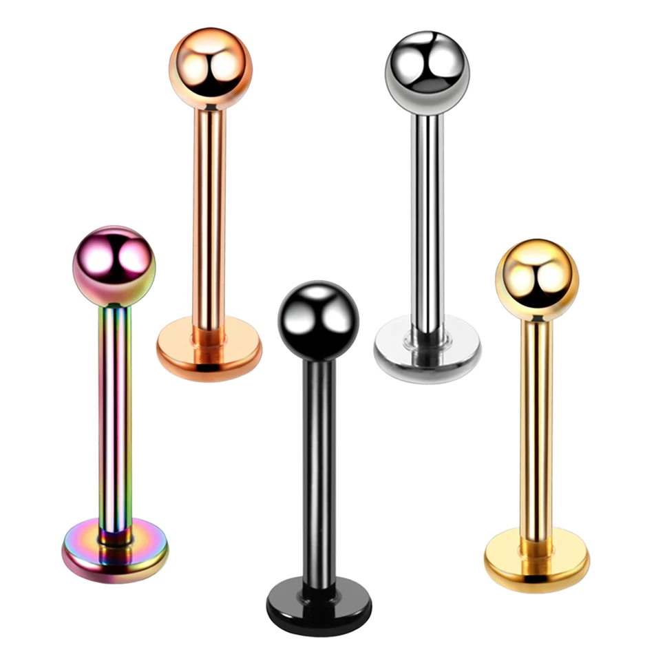Body Piercing Jewelry 1Pc G23 Titanium Labret Lip Ring Tragus Cartilage Earring 16G Helix Ring Ear Stud Bar Rings