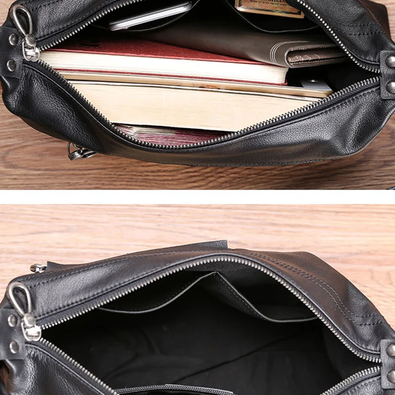AETOO Men's leather shoulder bag, soft skin trend fashion casual horizontal bag, head layer cowhide oblique cross male bag