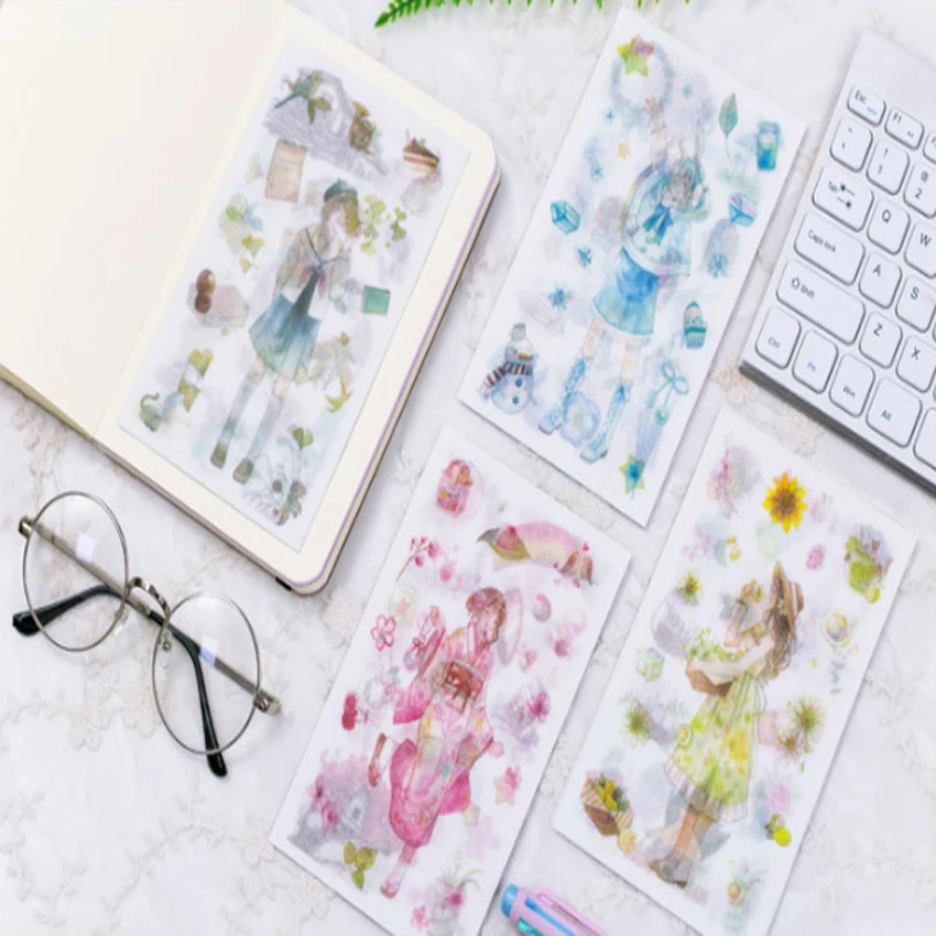 Pacotes Lote Doce Meninas Diário Adesivo Kawaii Papelaria Faça Você Mesmo Scrapbooking Álbum Adesivos Etiqueta Decorativa Atacado 12 - 6 Cheap Adesivos
