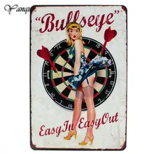 Легко в легко из металлические знаки Bullseye с сексуальная леди оловянный плакат в бар клуб казино стены искусства декоративные таблички YQZ054
