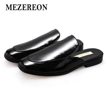 

MEZEREON Spring Summer Shoes Woman Genuine Patent Leather Women Flats Casual Slingbacks Shoes Women Slipper Flats