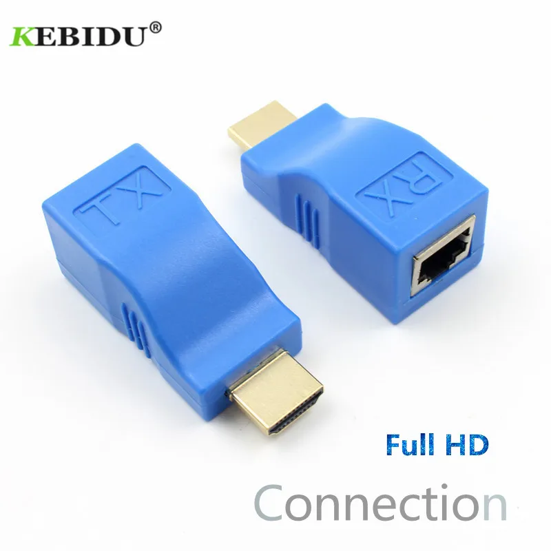 

Kebidu HD 1080P Over Cat5e CAT6 RJ45 Ethernet Cable 30M HDMI Extender Transmitter TX/RX HDMI V1.4 for TV Projector DVD 2K X 4K
