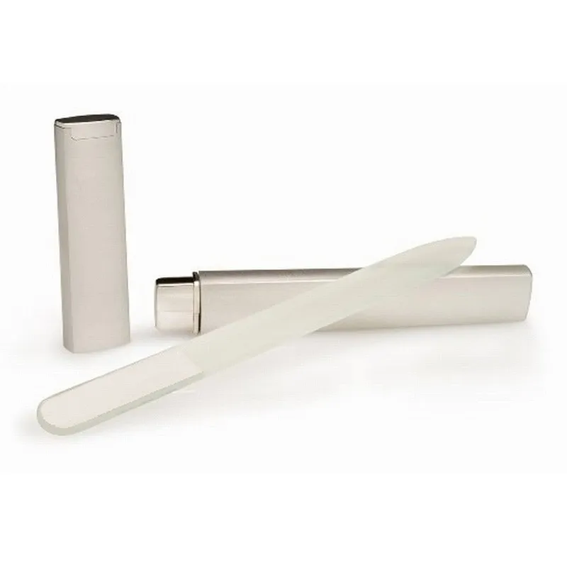 1 прозрачная стеклянная пилочка для ногтей в чешском стиле с 1 искусственным серебряным покрытием пластиковый жесткий чехол